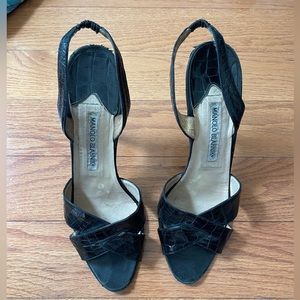 Manolo Blahnik black alligator heels